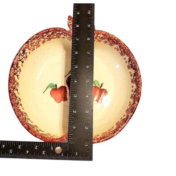 Neher Apple Torte Dish Pan Plate Bowl Spongeware Red Stoneware Autumn Recipe - Picture 9 of 11